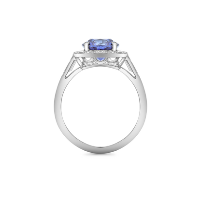 Vintage cushion cut sapphire and diamond cluster ring