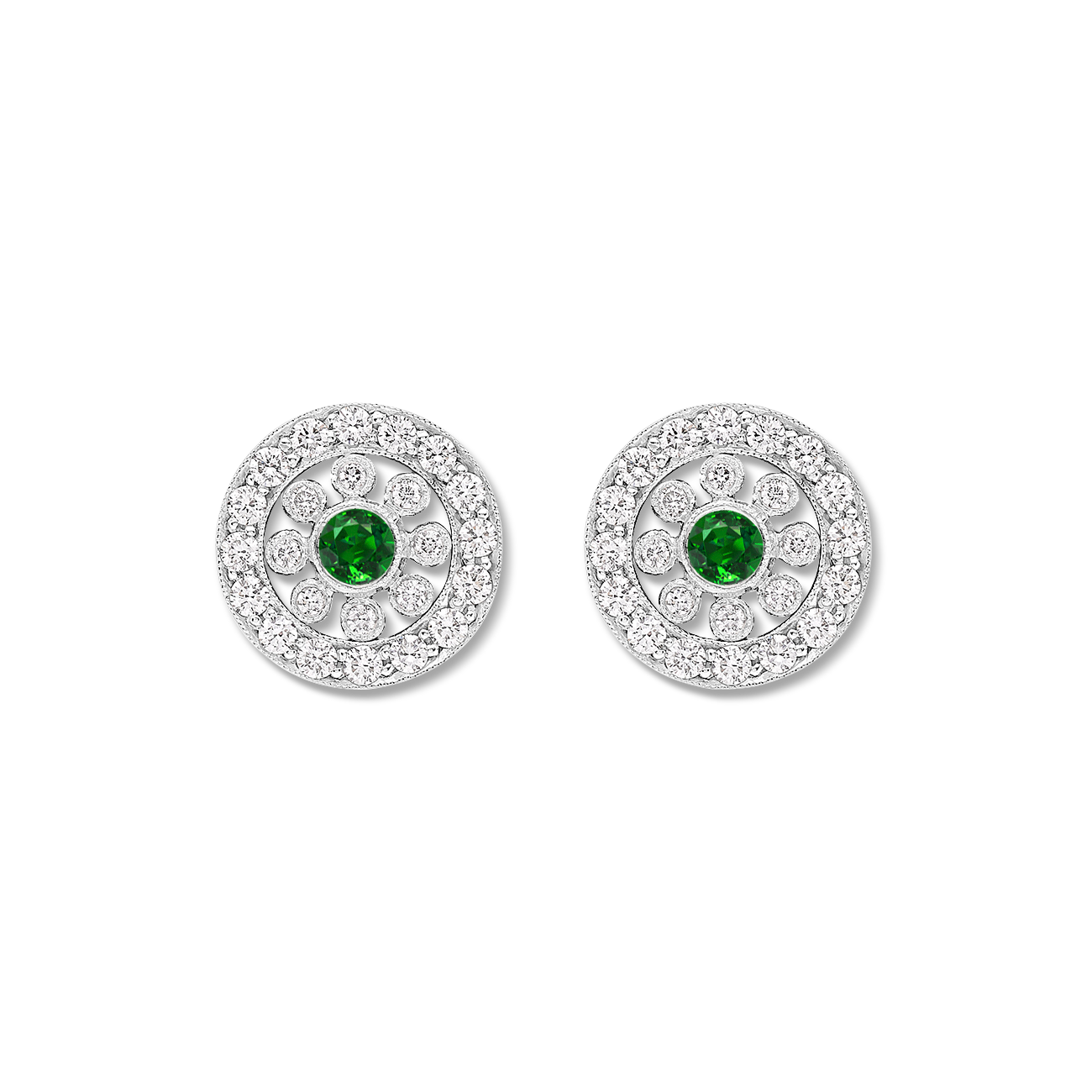 Emerald and diamond satellite earring