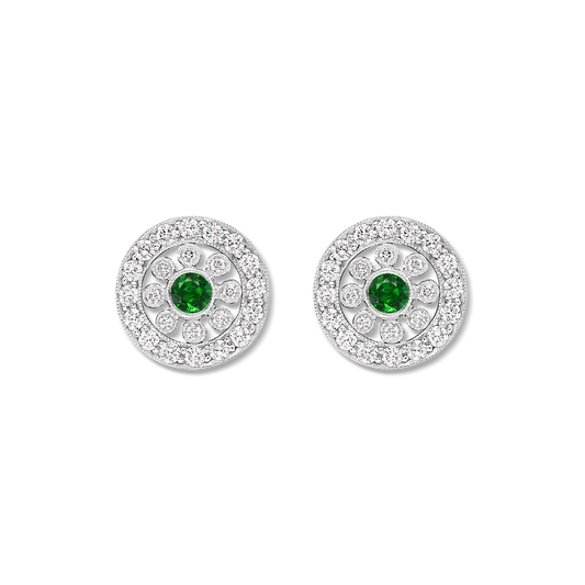 Emerald and diamond satellite earring