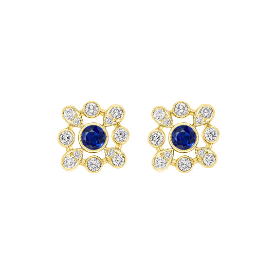 Sapphire and diamond snowflake earrings