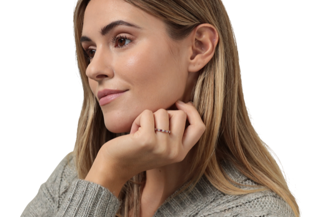 Ruby and diamond small castle eternity ring