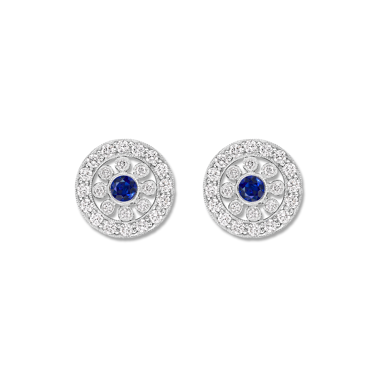 Sapphire and diamond satellite earring