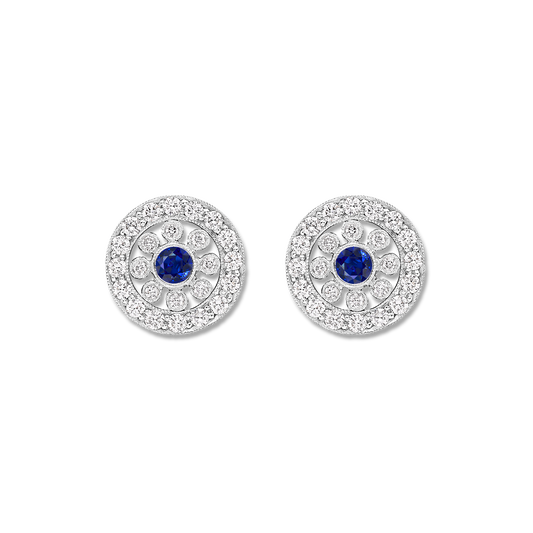 Sapphire and diamond satellite earring