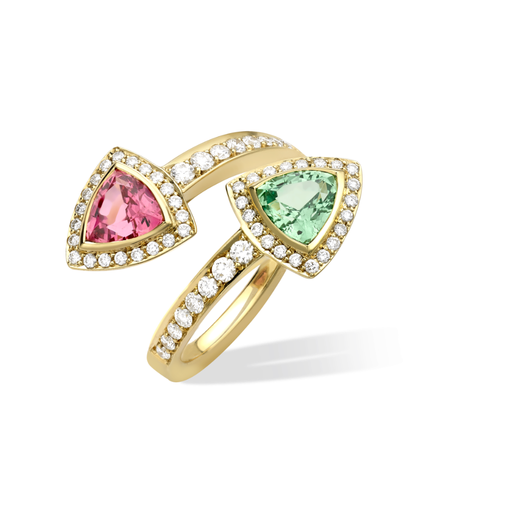 Tsavorite and spinel crossover ring