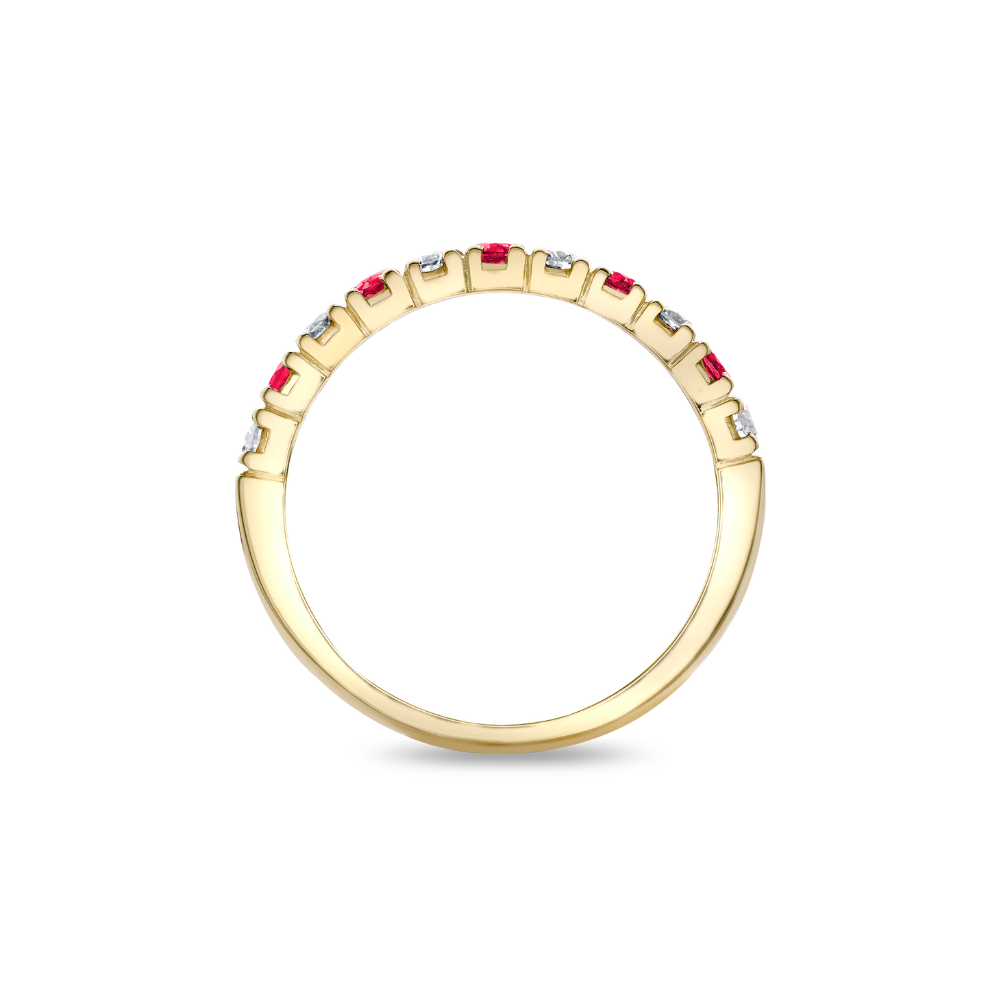 Ruby and diamond small castle eternity ring