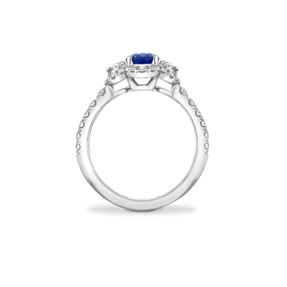 Sapphire & Diamond 3 stone microset cluster ring