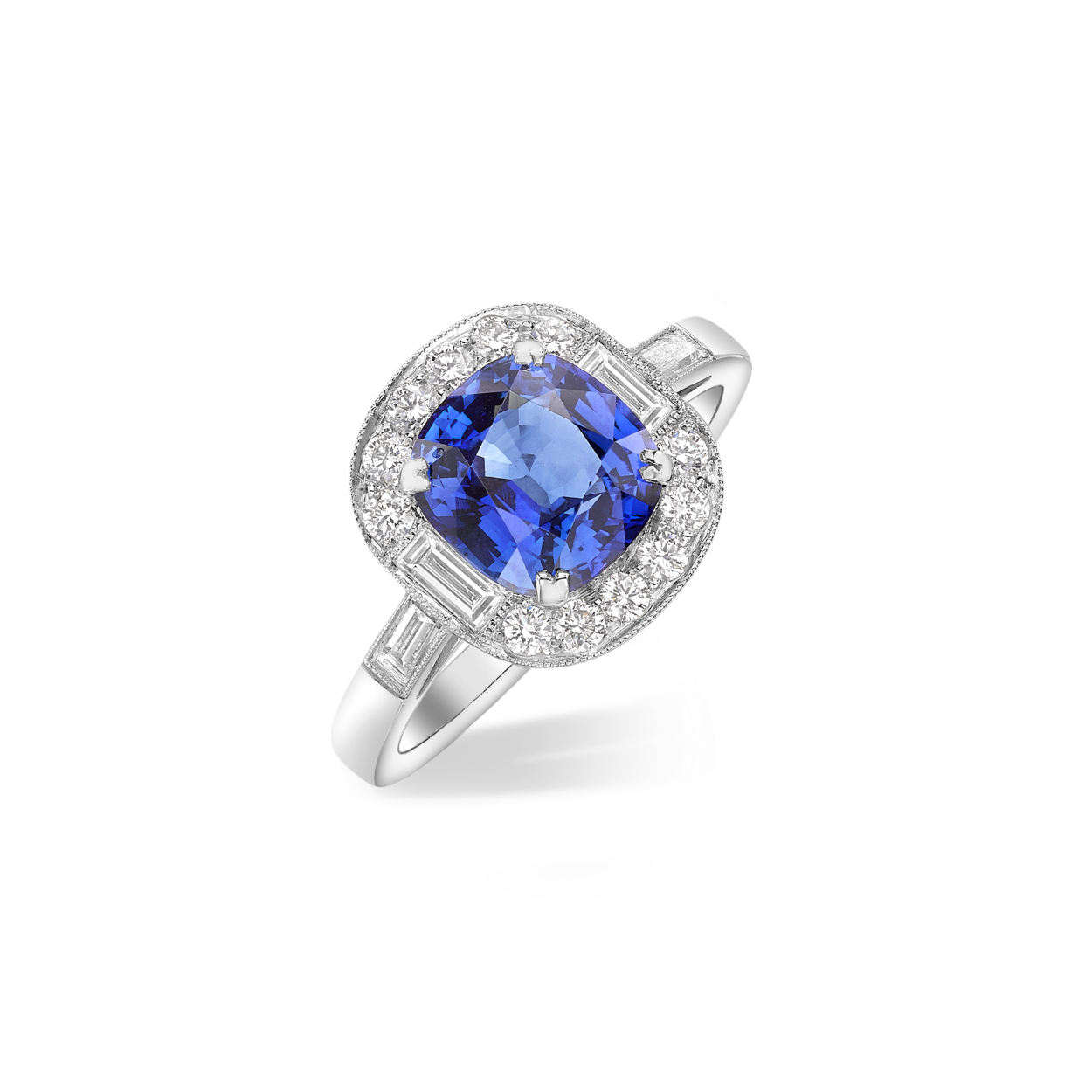 Vintage sapphire and diamond cluster ring