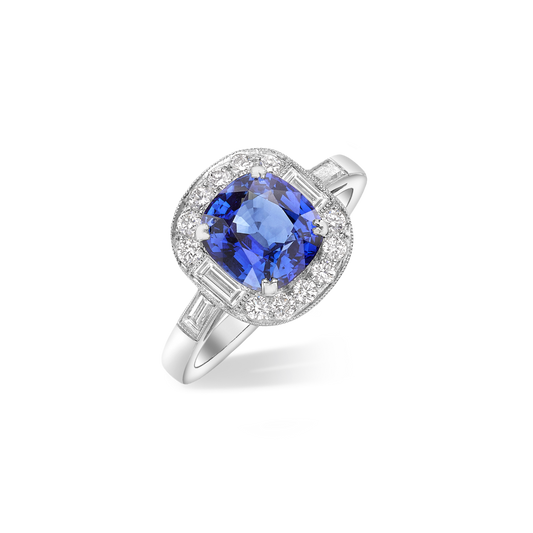 Vintage sapphire and diamond cluster ring