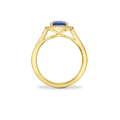 Cushion sapphire and diamond cluster ring