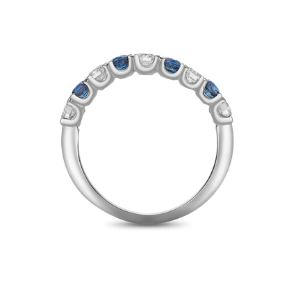 Sapphire and diamond V claw half eternity ring