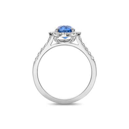 Oval sapphire and diamond Cluster