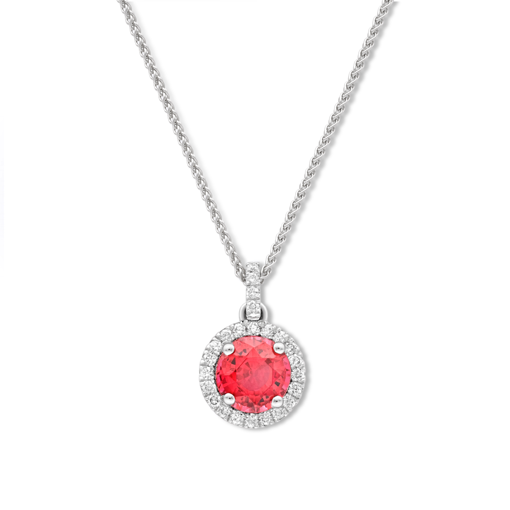 Red spinel and diamond pendant