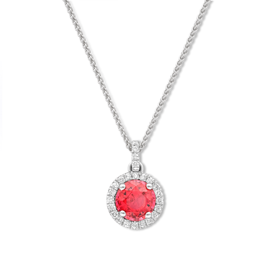 Red spinel and diamond pendant