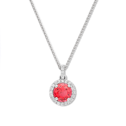 Red spinel and diamond pendant