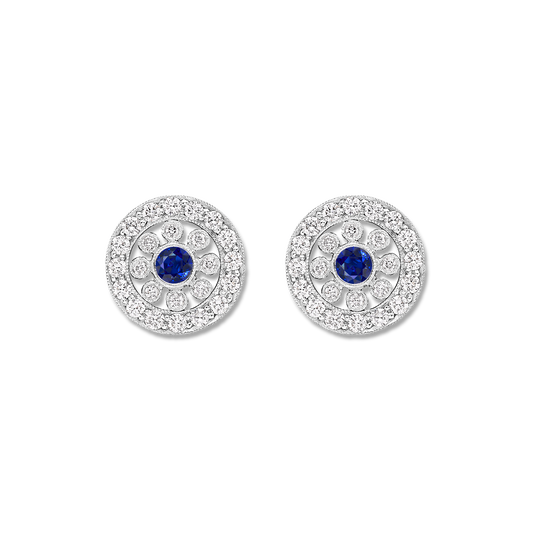 Sapphire and diamond satellite earring