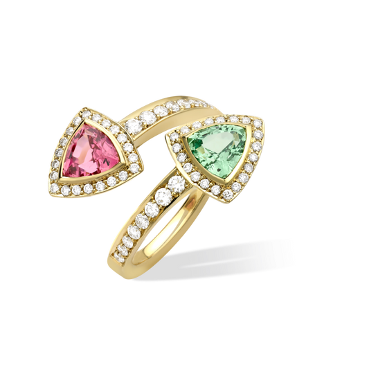 Tsavorite and spinel crossover ring