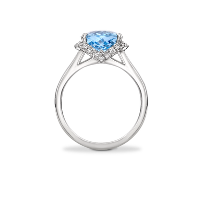 Oval aquamarine spilt shank ring