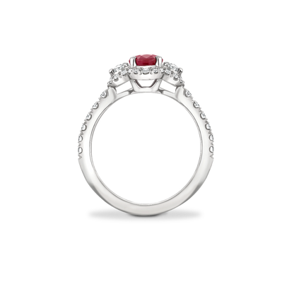 Ruby & Diamond 3 stone microset cluster ring