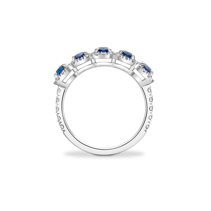 Sapphire halo half eternity ring