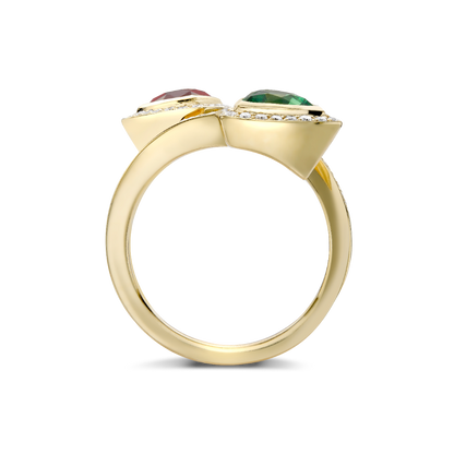 Tsavorite and spinel crossover ring